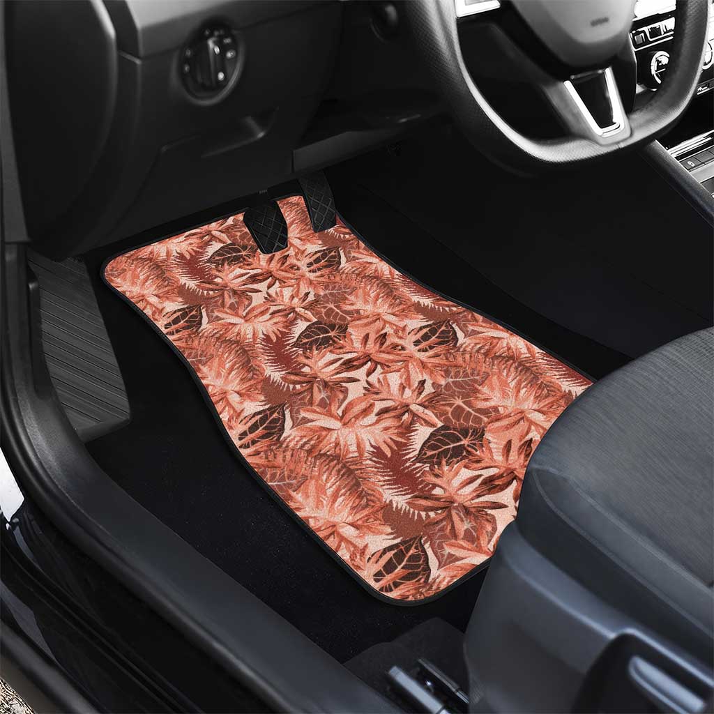 Hawaii Red Brown Tropical Leaves Car Mats - Polynesian Pride