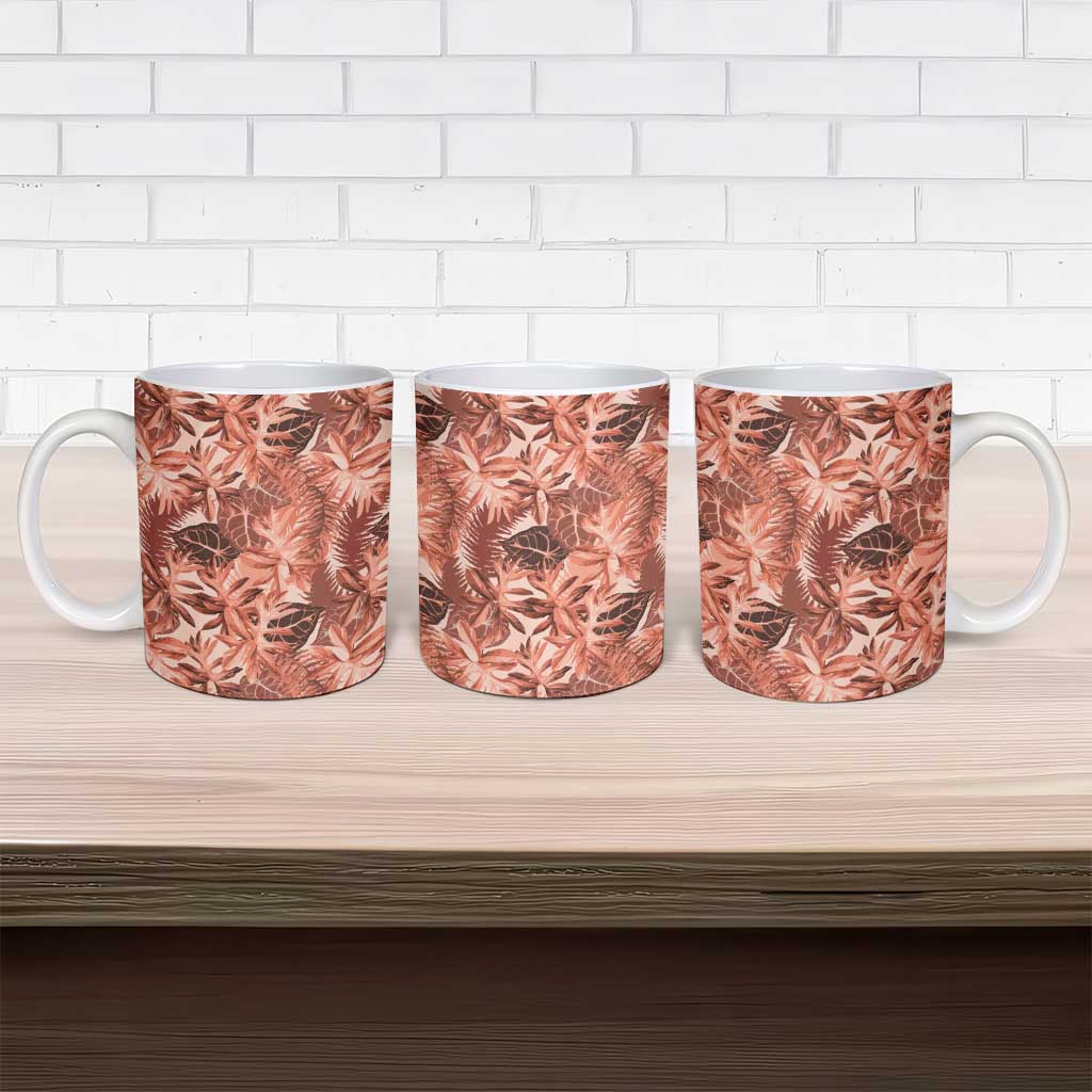 Hawaii Red Brown Tropical Leaves Ceramic Mug LT01 - Polynesian Pride