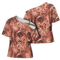 Hawaii Red Brown Tropical Leaves Cross Shoulder Shirt LT01 - Polynesian Pride