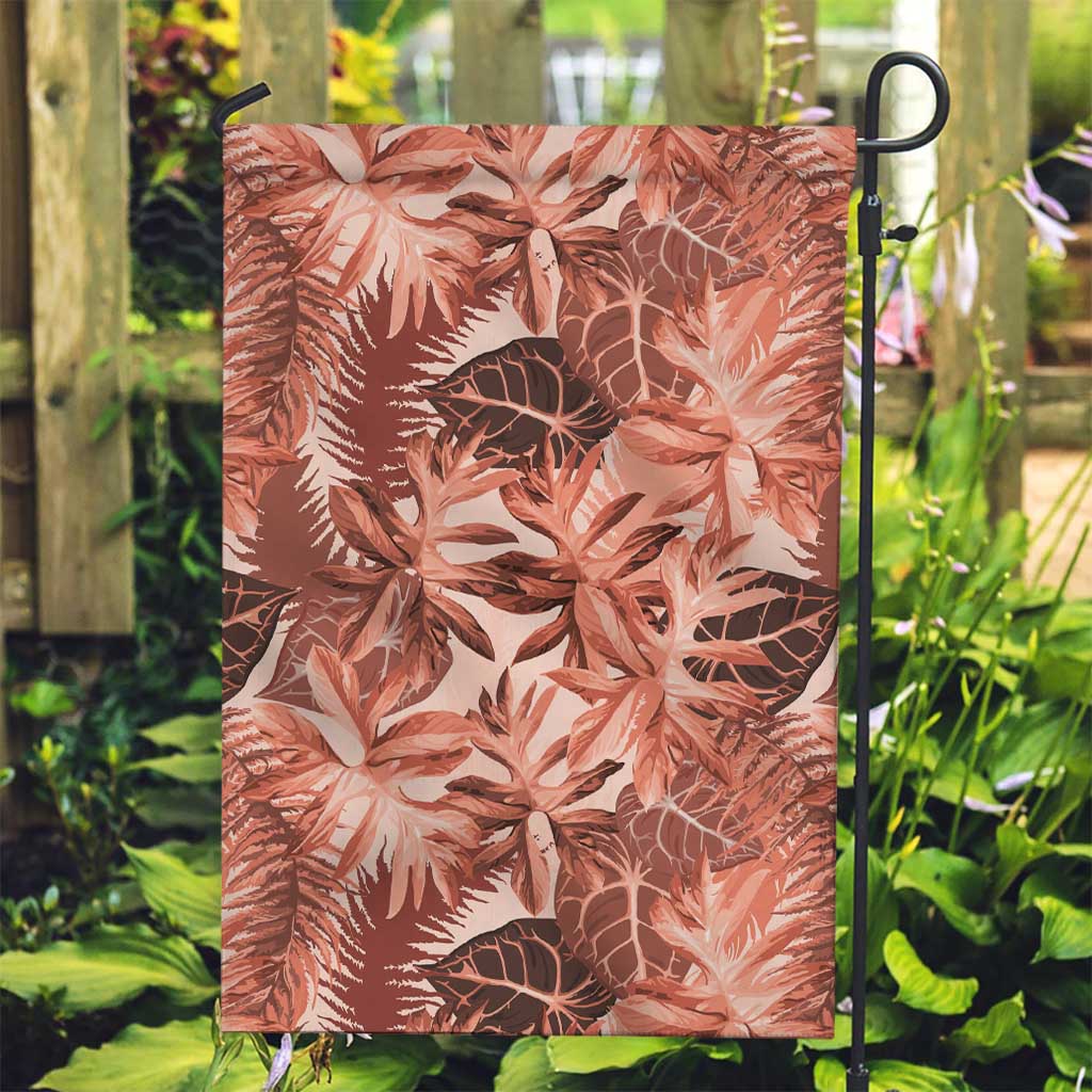 Hawaii Red Brown Tropical Leaves Garden Flag - Polynesian Pride