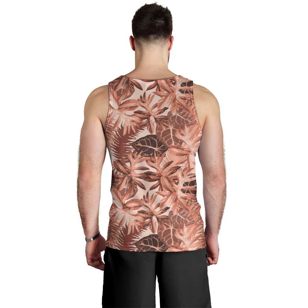 Hawaii Red Brown Tropical Leaves Men Tank Top - Polynesian Pride