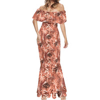 Hawaii Red Brown Tropical Leaves Mermaid Dress - Polynesian Pride