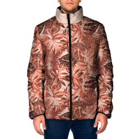 Hawaii Red Brown Tropical Leaves Padded Jacket LT01 Men Brown - Polynesian Pride