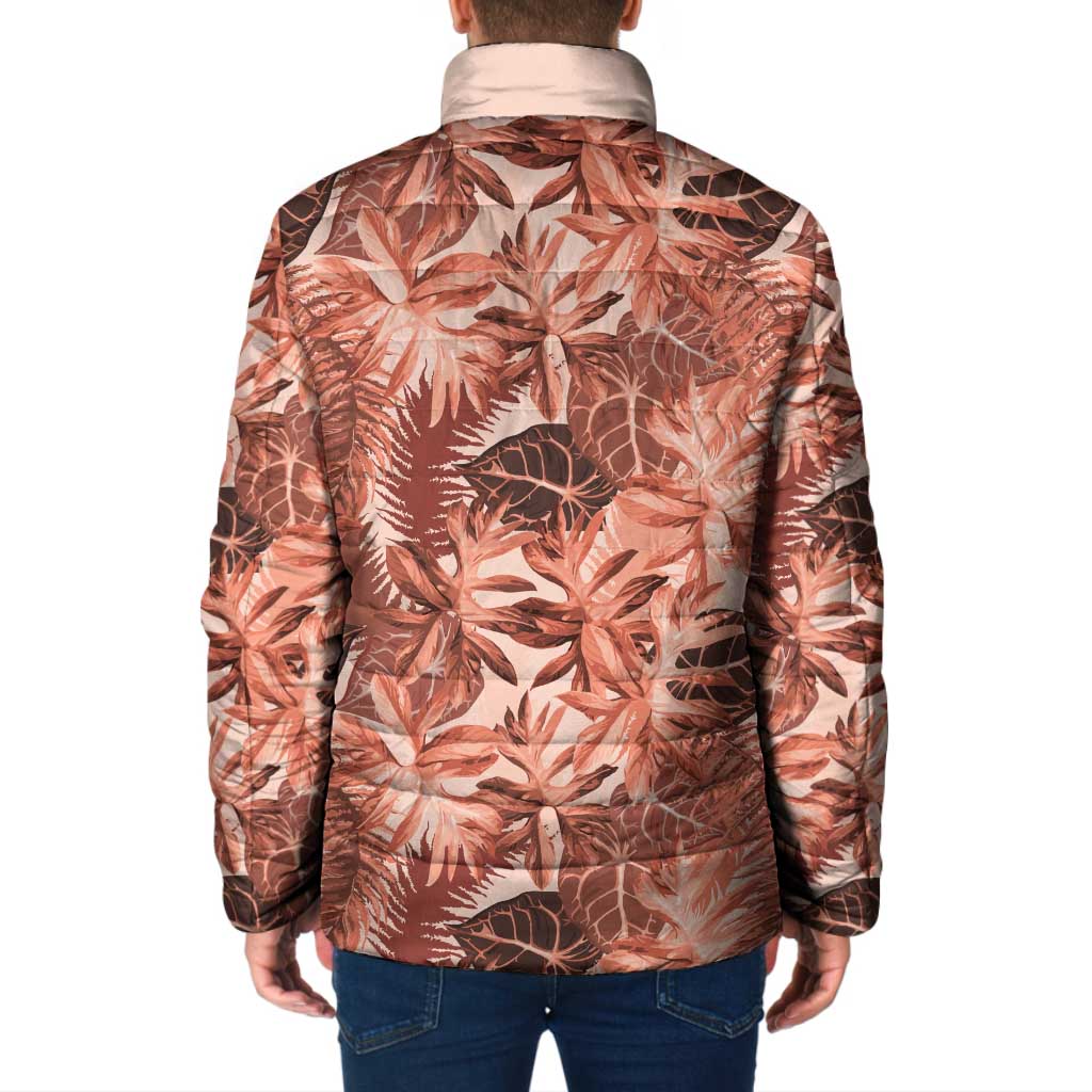 Hawaii Red Brown Tropical Leaves Padded Jacket LT01 - Polynesian Pride