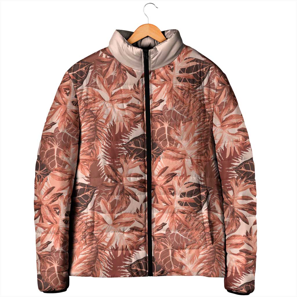 Hawaii Red Brown Tropical Leaves Padded Jacket LT01 - Polynesian Pride
