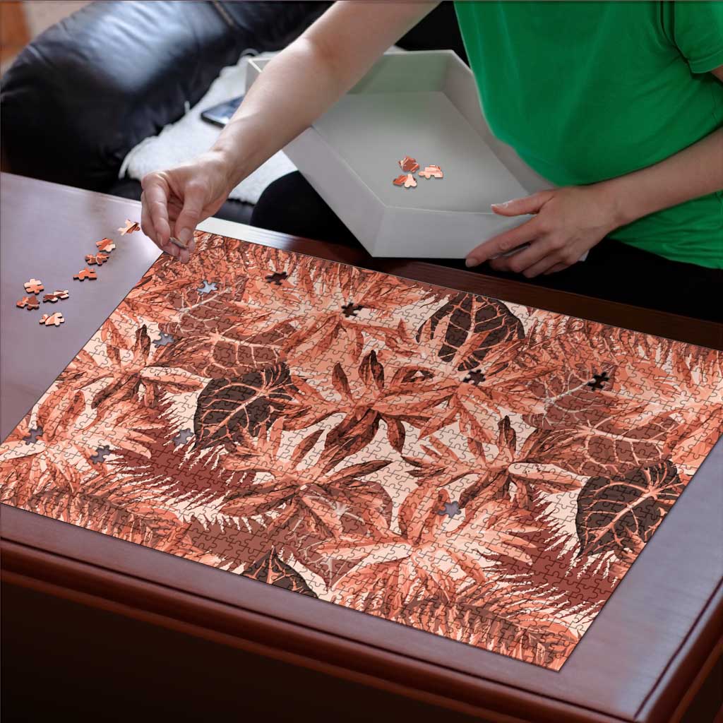 Hawaii Red Brown Tropical Leaves Puzzle LT01 - Polynesian Pride
