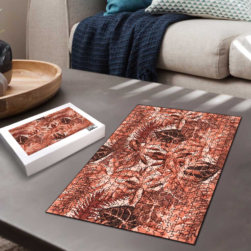 Hawaii Red Brown Tropical Leaves Puzzle LT01 - Polynesian Pride