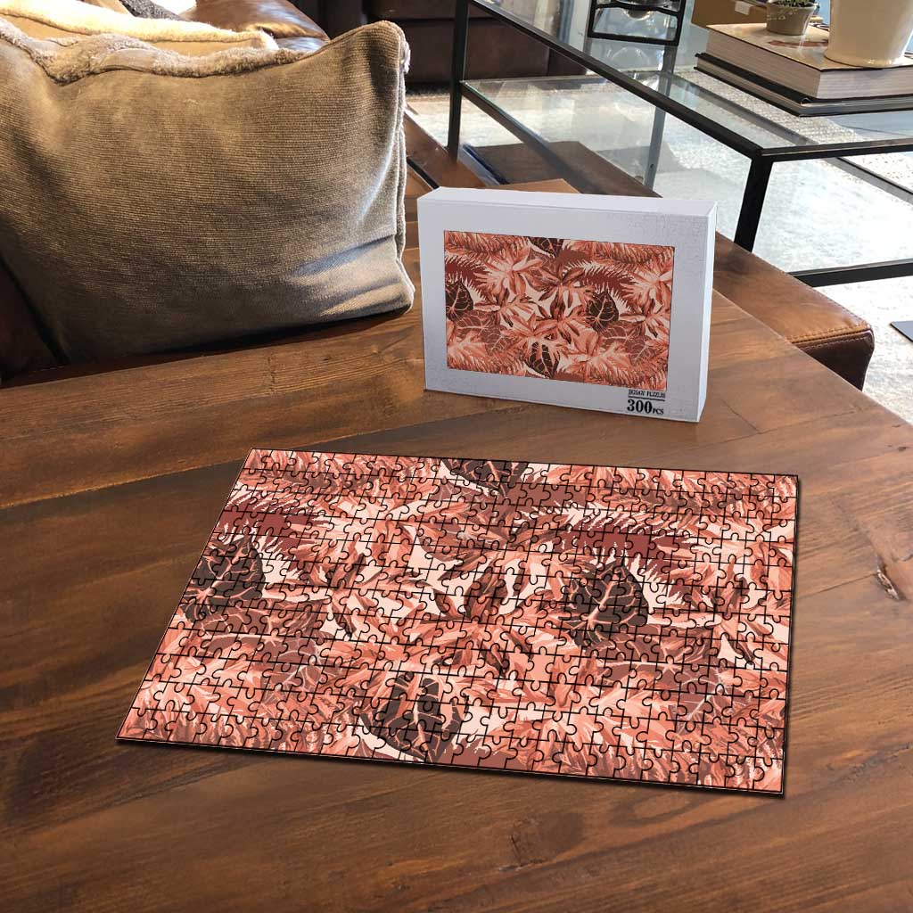 Hawaii Red Brown Tropical Leaves Puzzle LT01 - Polynesian Pride
