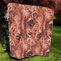 Hawaii Red Brown Tropical Leaves Quilt - Polynesian Pride