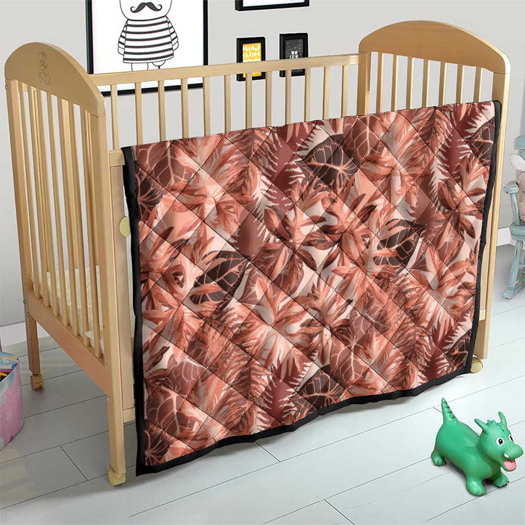 Hawaii Red Brown Tropical Leaves Quilt - Polynesian Pride