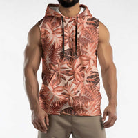 Hawaii Red Brown Tropical Leaves Sleeveless Hoodie LT01 - Polynesian Pride