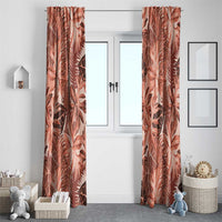 Hawaii Red Brown Tropical Leaves Window Curtain - Polynesian Pride
