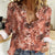 Hawaii Red Brown Tropical Leaves Women Casual Shirt - Polynesian Pride