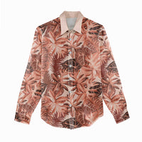 Hawaii Red Brown Tropical Leaves Women Casual Shirt - Polynesian Pride