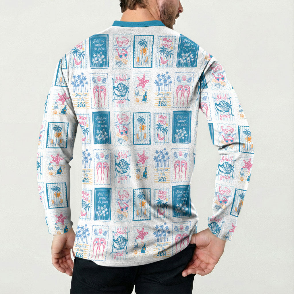 Hawaii Coastal Summer Postcard Button Sweatshirt LT01 - Polynesian Pride