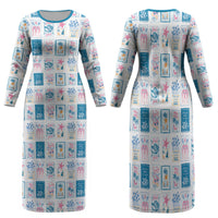 Hawaii Coastal Summer Postcard Family Matching Long Sleeve Bodycon Dress and Hawaiian Shirt