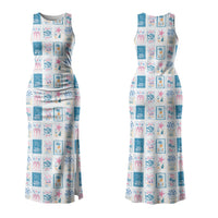 Hawaii Coastal Summer Postcard Family Matching Tank Maxi Dress and Hawaiian Shirt