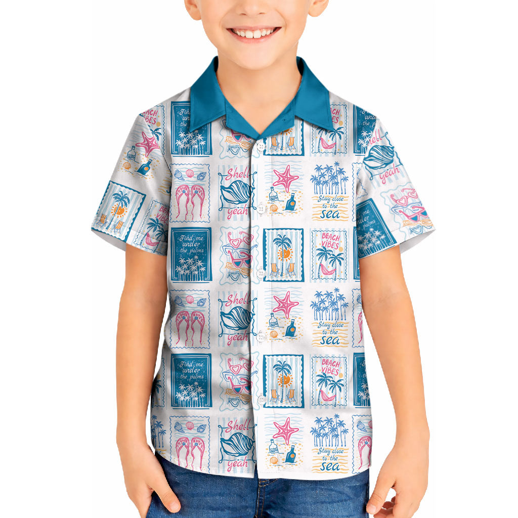 Hawaii Coastal Summer Postcard Kid Hawaiian Shirt LT01 Kid Multicolor - Polynesian Pride