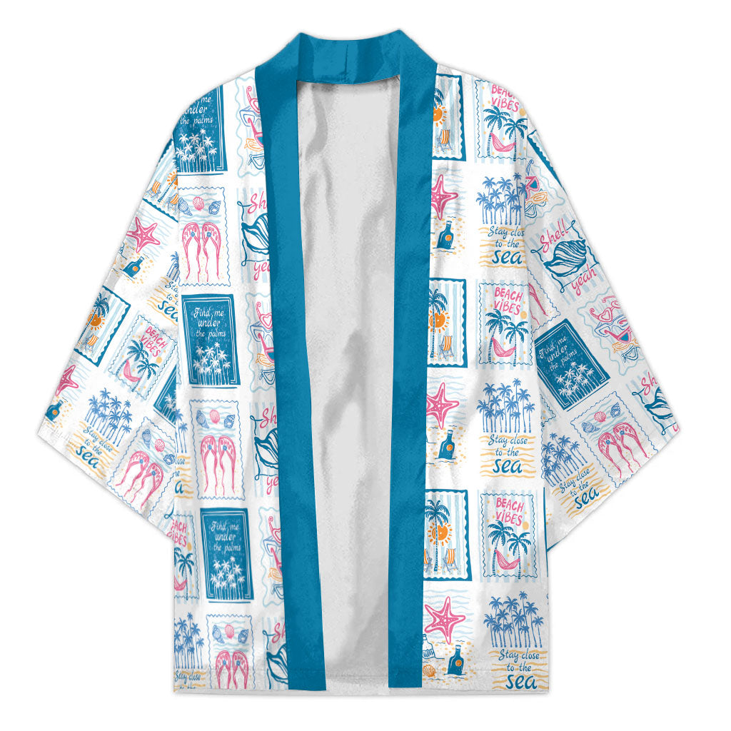 Hawaii Coastal Summer Postcard Kimono