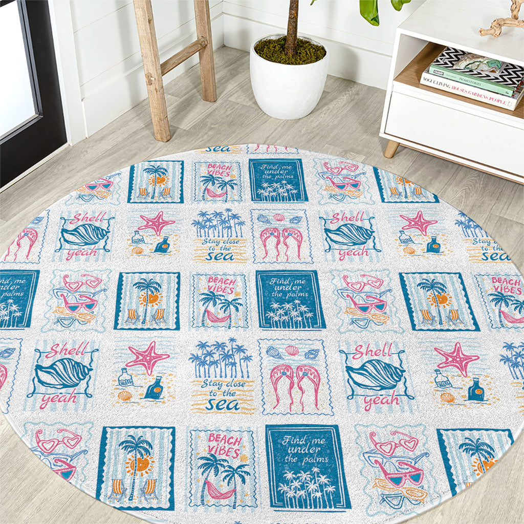 Hawaii Coastal Summer Postcard Round Carpet LT01 Multicolor - Polynesian Pride