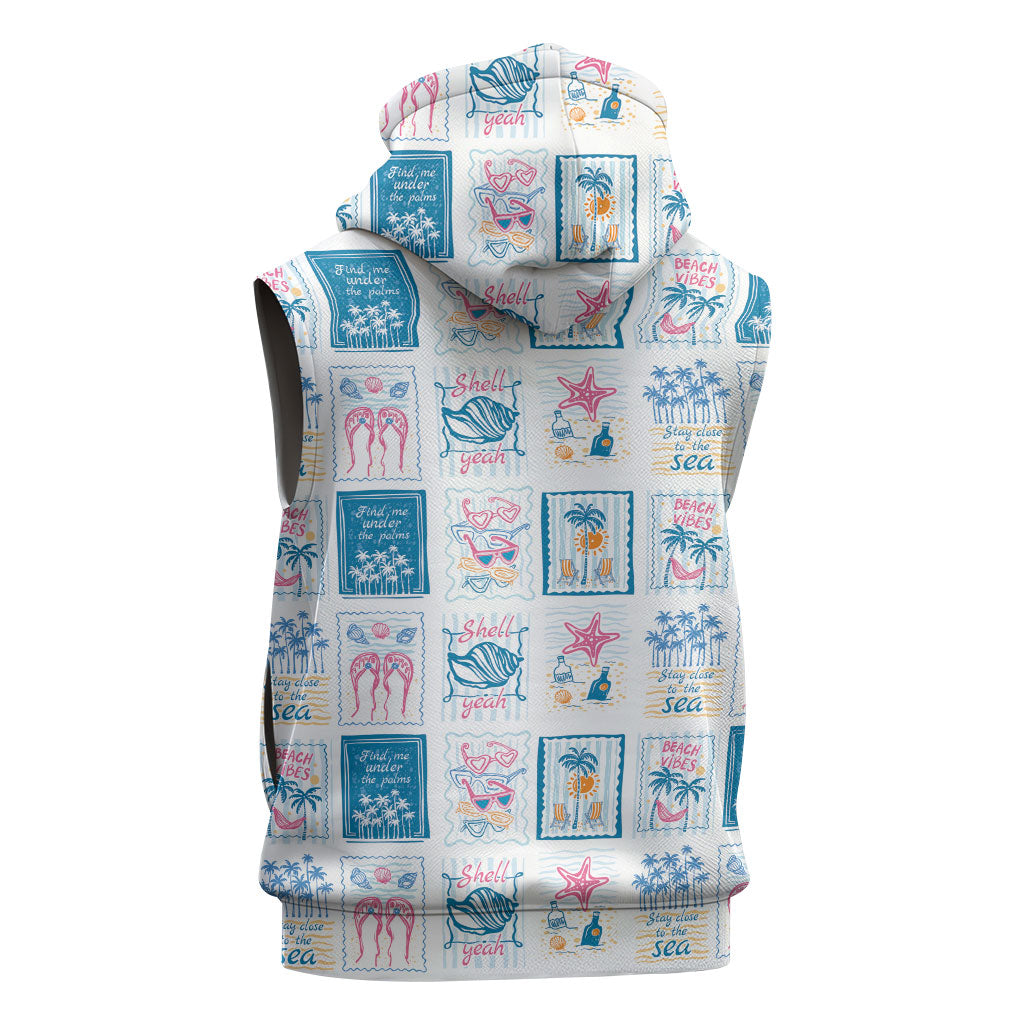 Hawaii Coastal Summer Postcard Sleeveless Zip Hoodie