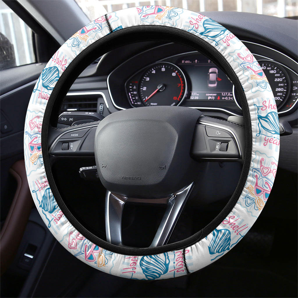 Hawaii Coastal Summer Postcard Steering Wheel Cover