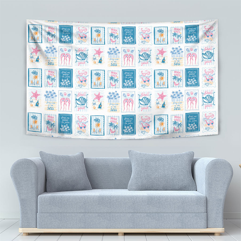 Hawaii Coastal Summer Postcard Tapestry