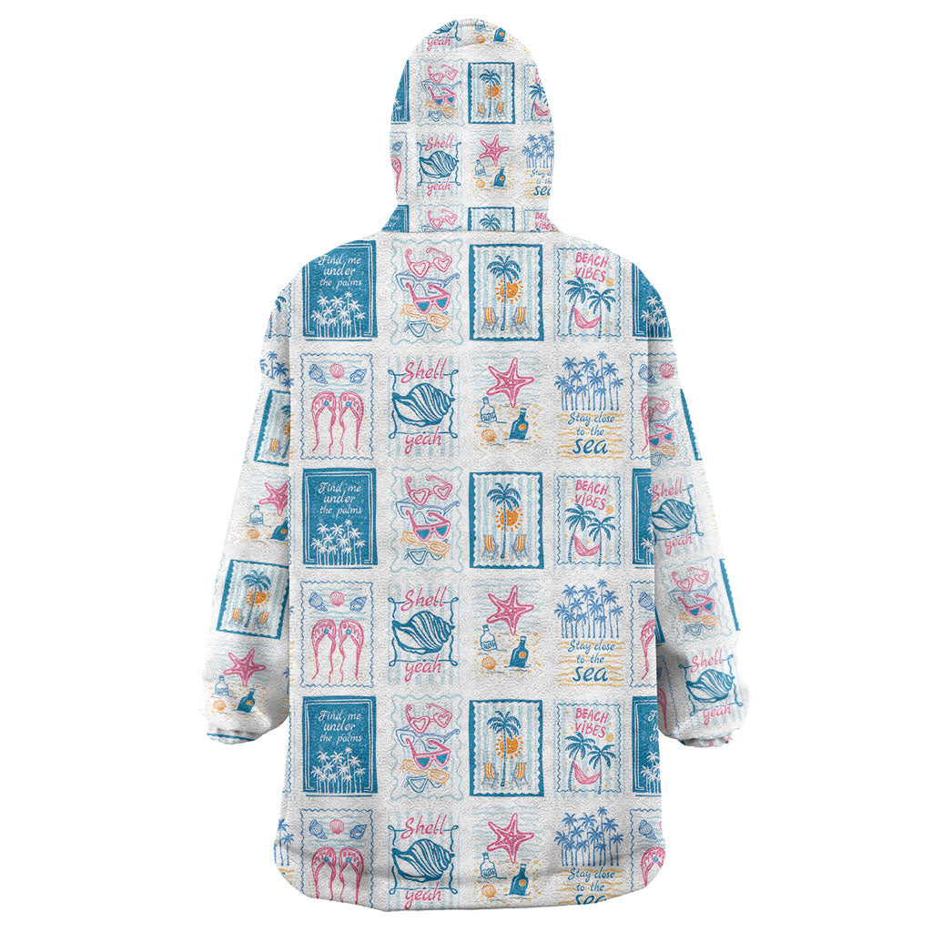 Hawaii Coastal Summer Postcard Wearable Blanket Hoodie