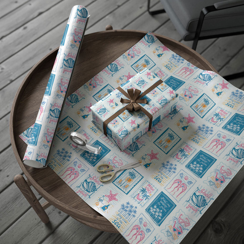 Hawaii Coastal Summer Postcard Wrapping Paper