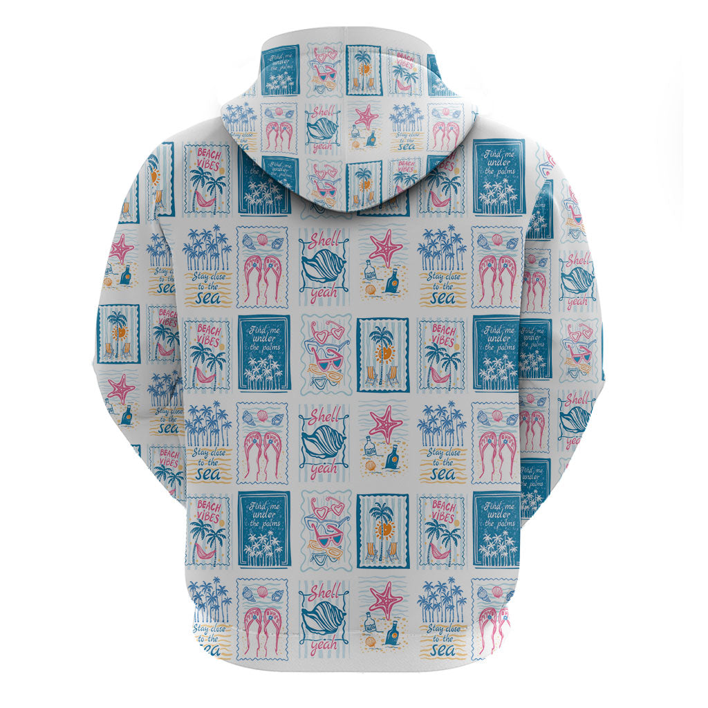 Hawaii Coastal Summer Postcard Zip Hoodie