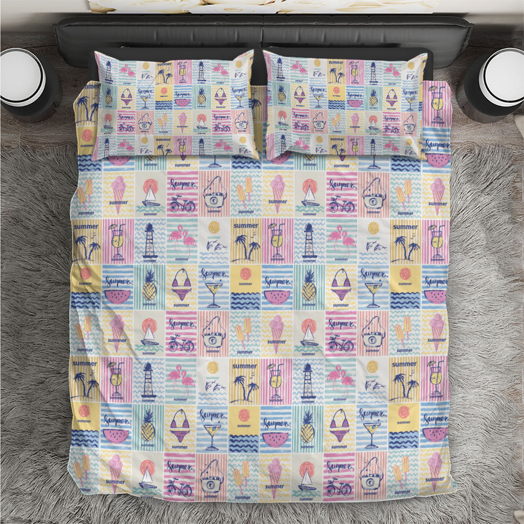 Aloha Summer Posters Grunge Textures Bedding Set LT01 Multicolor - Polynesian Pride
