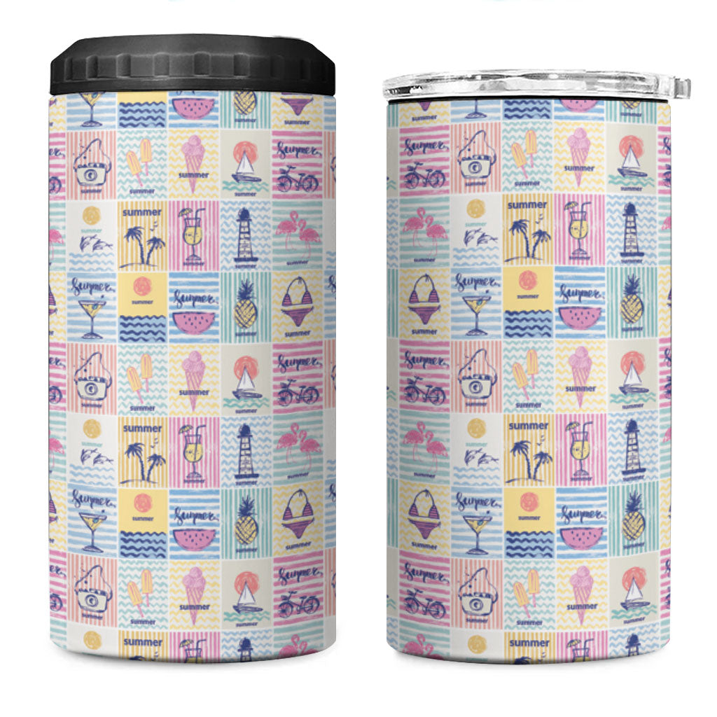 Aloha Summer Posters Grunge Textures 4 in 1 Can Cooler Tumbler