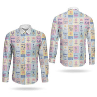 Aloha Summer Posters Grunge Textures Couples Matching Summer Maxi Dress and Long Sleeve Button Shirt