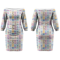 Aloha Summer Posters Grunge Textures Family Matching Off The Shoulder Long Sleeve Dress and Hawaiian Shirt