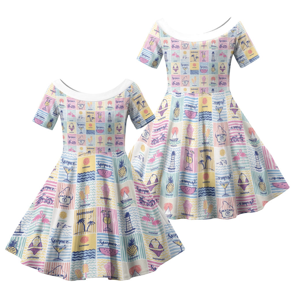 Aloha Summer Posters Grunge Textures Family Matching Off Shoulder Maxi Dress and Hawaiian Shirt