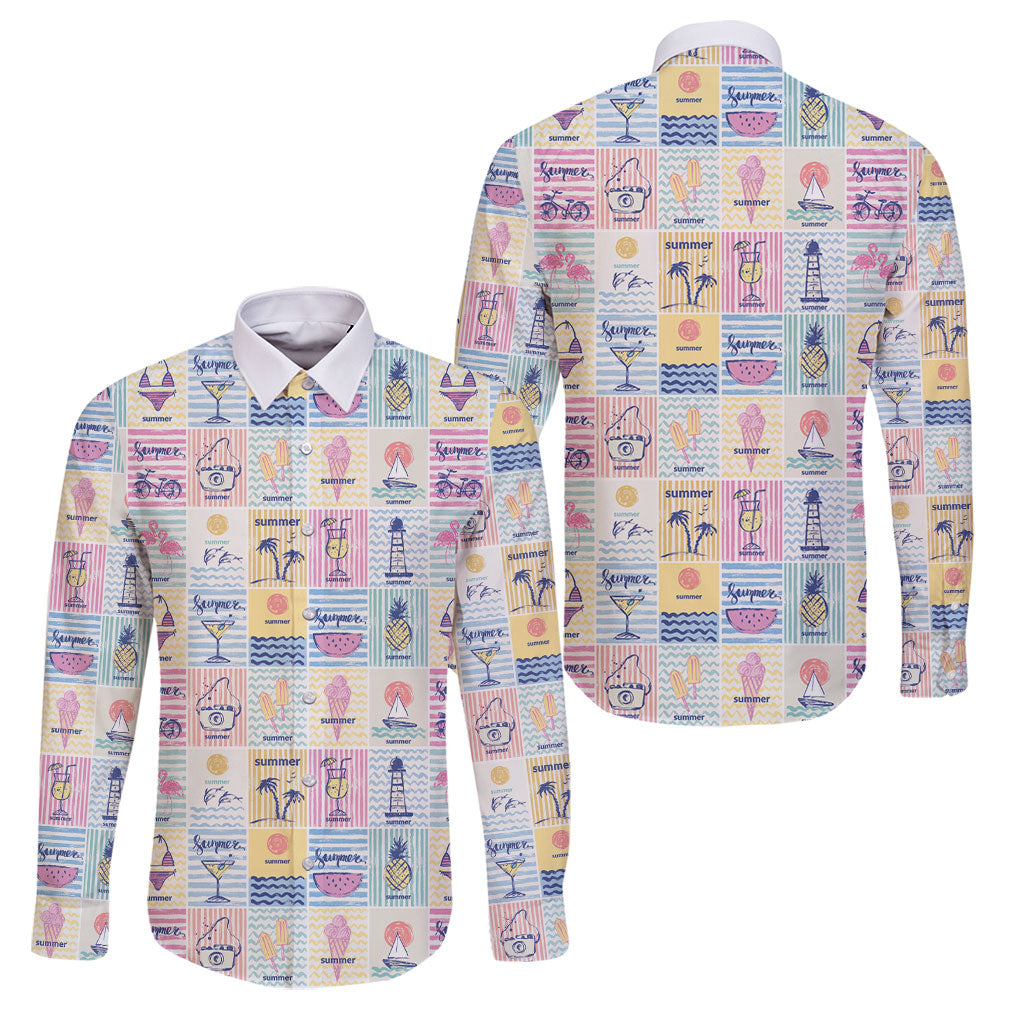 Aloha Summer Posters Grunge Textures Family Matching Summer Maxi Dress and Hawaiian Shirt LT01 Dad's Shirt - Long Sleeve Multicolor - Polynesian Pride