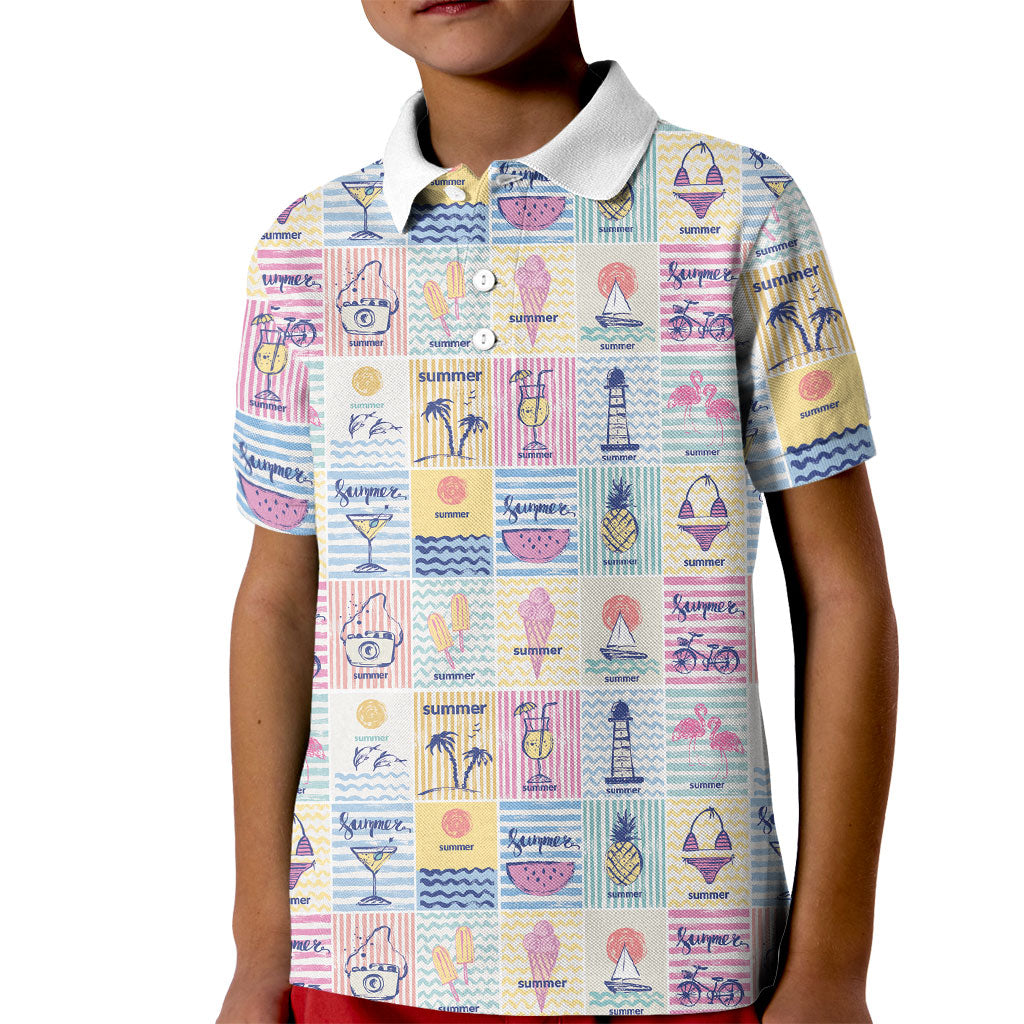 Aloha Summer Posters Grunge Textures Kid Polo Shirt LT01 Kid Multicolor - Polynesian Pride