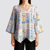 Aloha Summer Posters Grunge Textures Kimono Sleeve Blouse