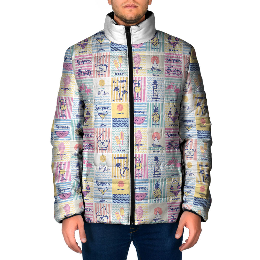 Aloha Summer Posters Grunge Textures Padded Jacket LT01 Men Multicolor - Polynesian Pride