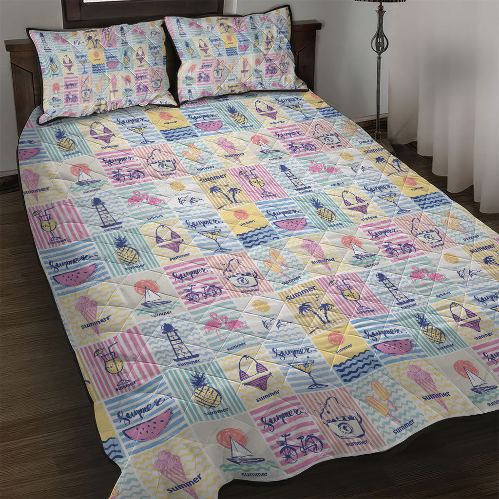 Aloha Summer Posters Grunge Textures Quilt Bed Set