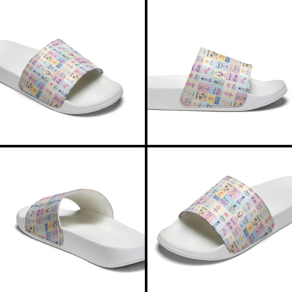 Aloha Summer Posters Grunge Textures Slide Sandals LT01 - Polynesian Pride