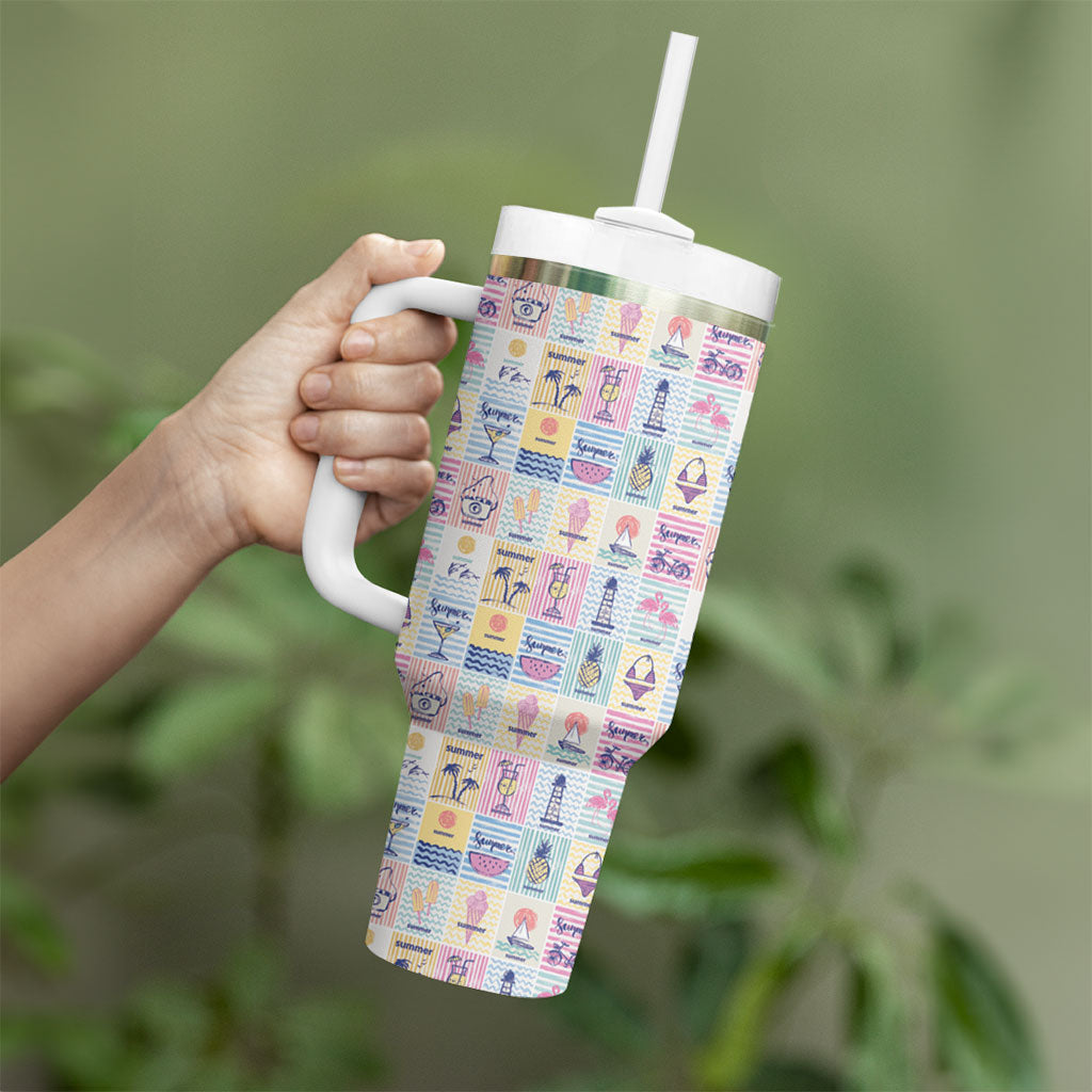 Aloha Summer Posters Grunge Textures Tumbler With Handle