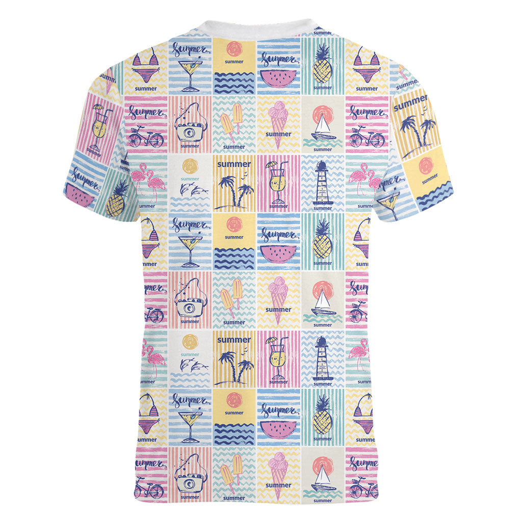 Aloha Summer Posters Grunge Textures Women V-Neck T-Shirt