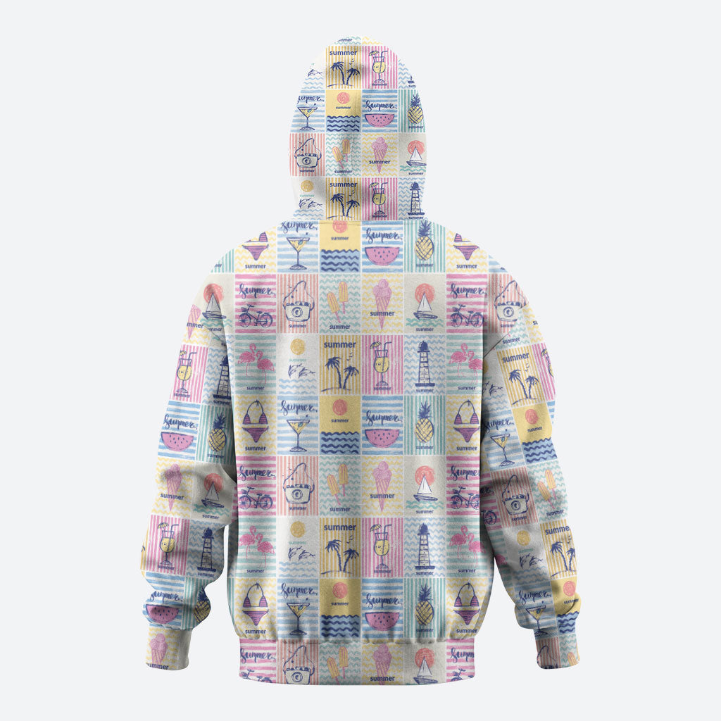 Aloha Summer Posters Grunge Textures Zip Hoodie