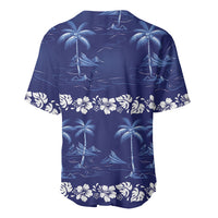 Blue Hawaii Palm Tree Hibiscus Baseball Jersey Fantasy Summer Vibe