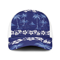 Blue Hawaii Palm Tree Hibiscus Baseball Net Cap Fantasy Summer Vibe