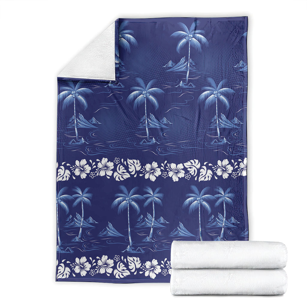 Blue Hawaii Palm Tree Hibiscus Blanket Fantasy Summer Vibe LT01 - Polynesian Pride