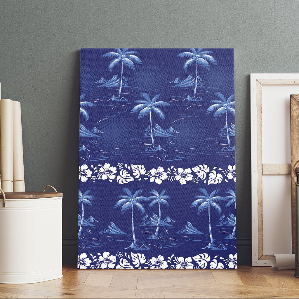 Blue Hawaii Palm Tree Hibiscus Canvas Wall Art Fantasy Summer Vibe LT01 - Polynesian Pride