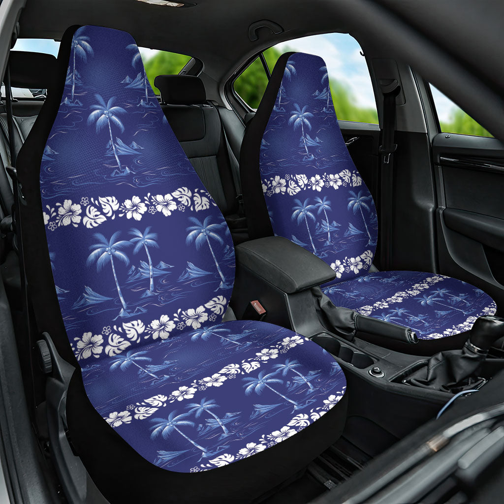 Blue Hawaii Palm Tree Hibiscus Car Seat Cover Fantasy Summer Vibe LT01 One Size Blue - Polynesian Pride