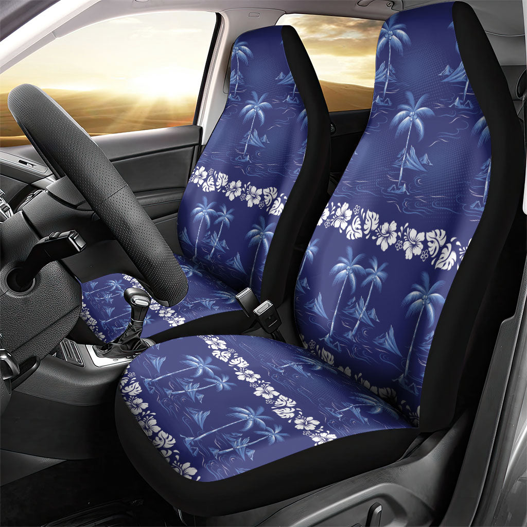 Blue Hawaii Palm Tree Hibiscus Car Seat Cover Fantasy Summer Vibe LT01 - Polynesian Pride